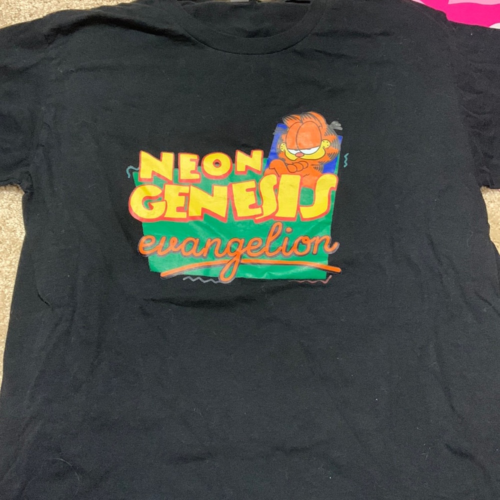 Garfield Neon Genesis Evangelion T shirt, size L